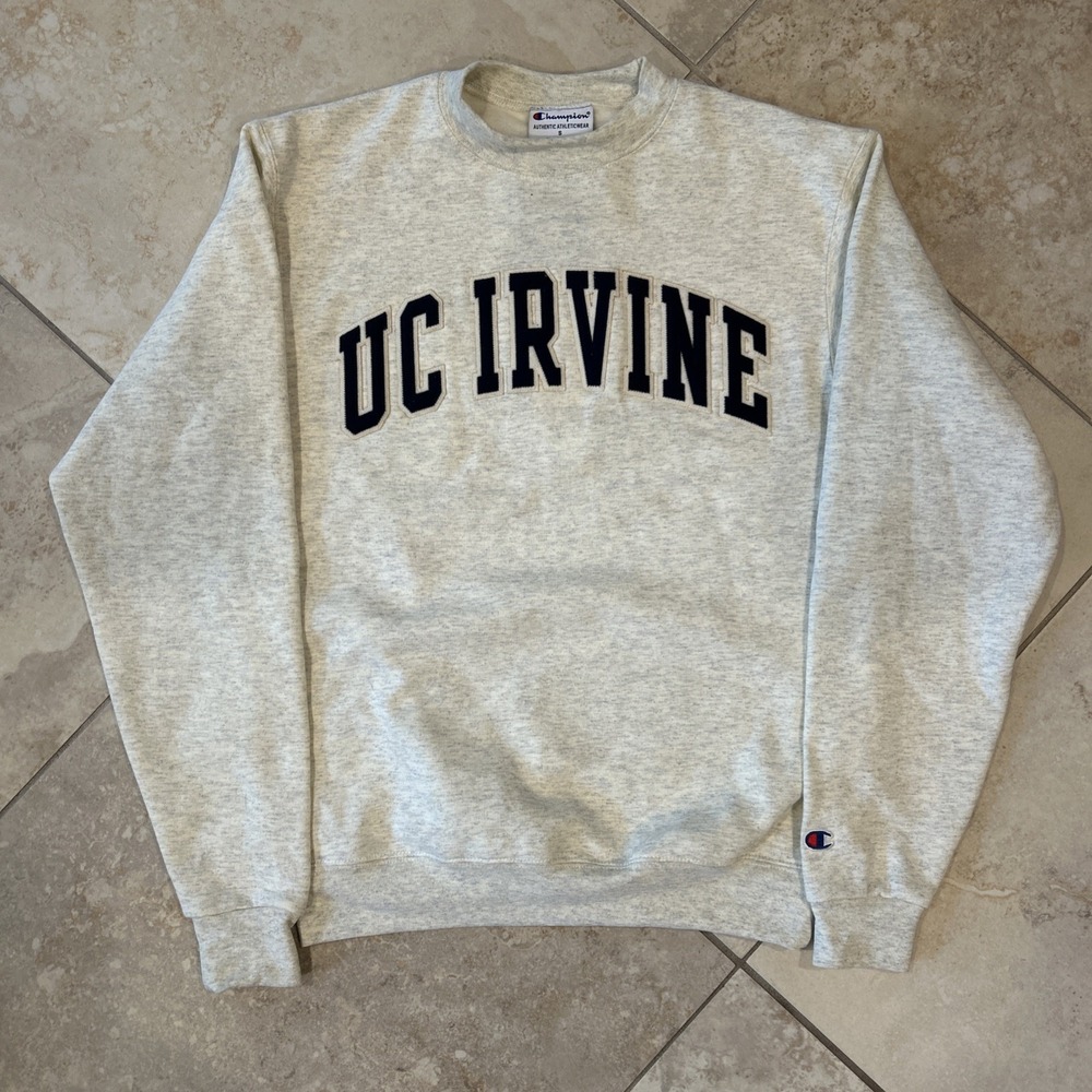 Vintage Champion UC Irvine Sweatshirt Men's Small Grey Oats Crewneck University